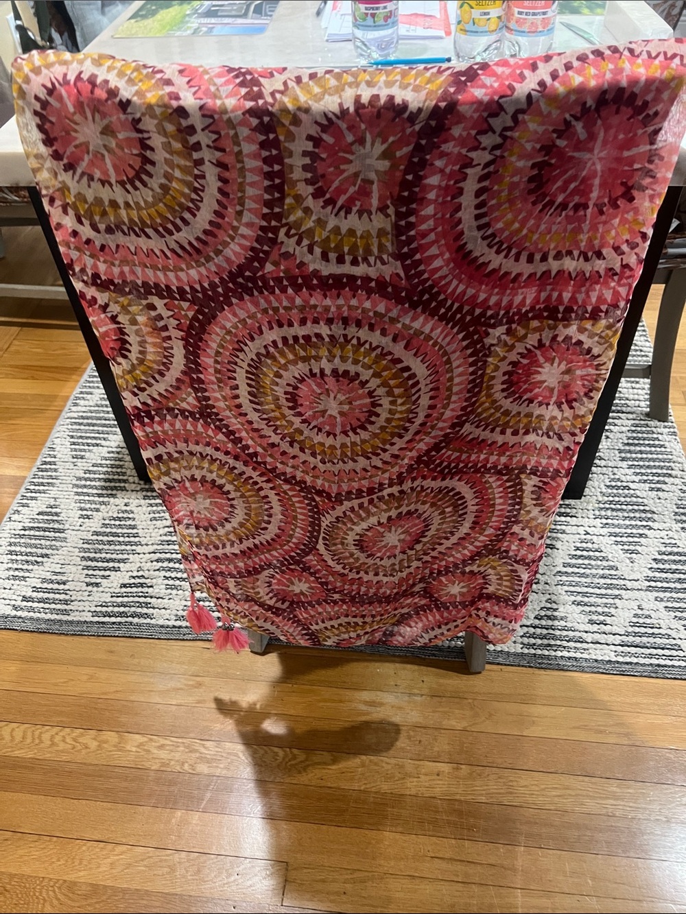 Pink Multicolor Circular Pattern Lightweight Wrap Scarf - Unbranded